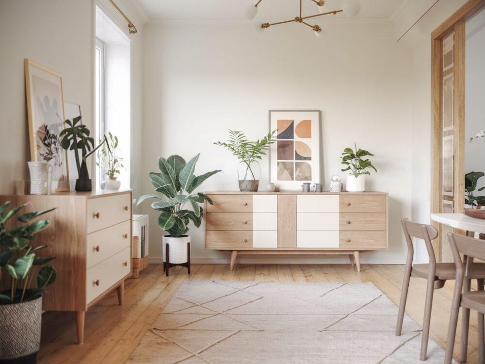 aranżacja komód przy ścianie