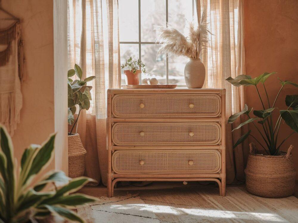 boho dekoracje na komodzie