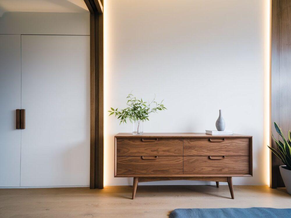 ciemna komoda w salonie
