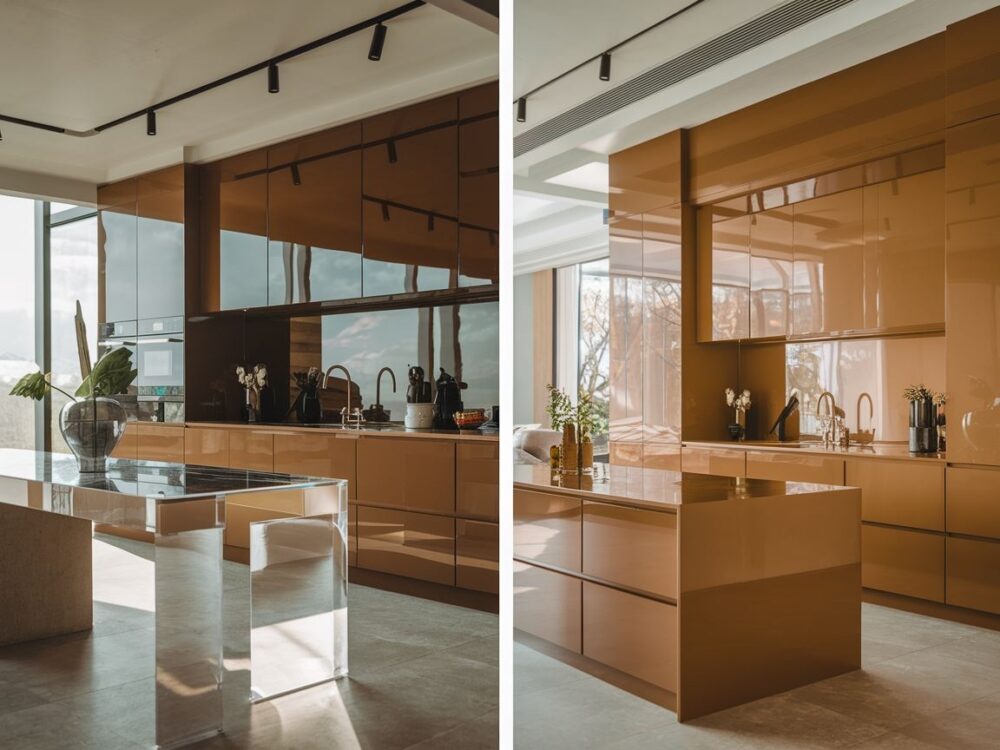 design wnętrza z meblami akrylowymi i lakierowanymi