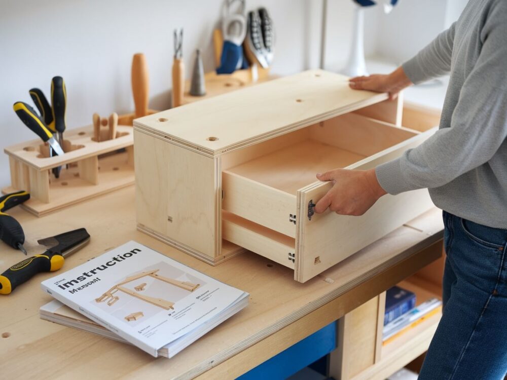 drewniana komoda w warsztacie