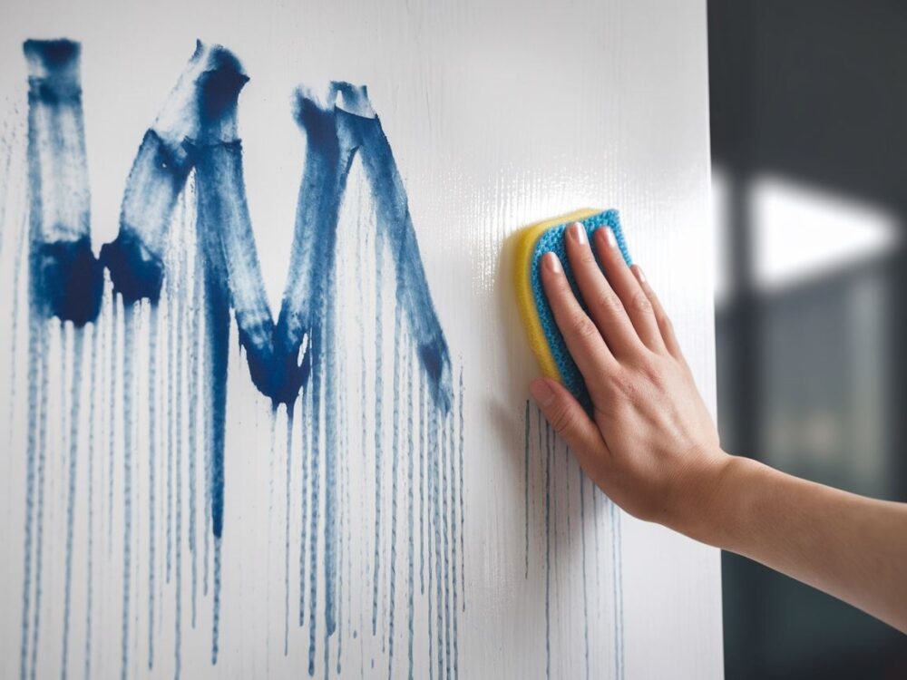 gąbka usuwa plamy z długopisu