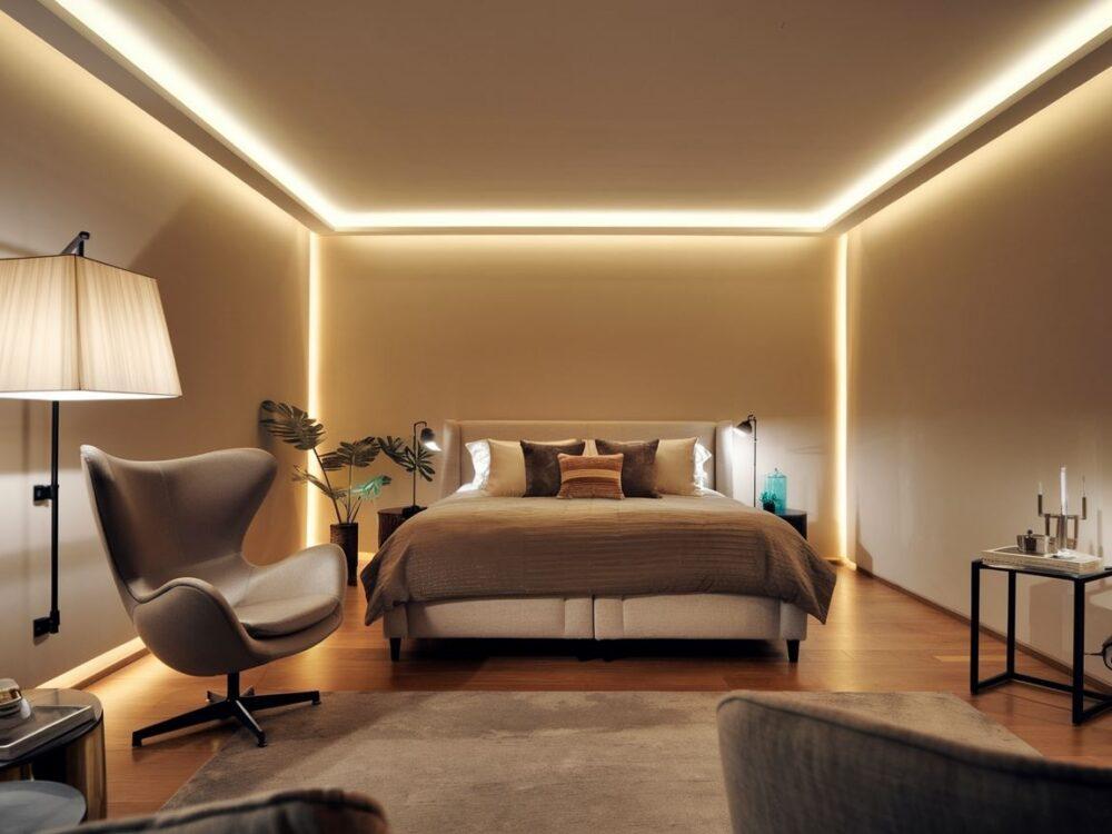 lumeny w sypialni