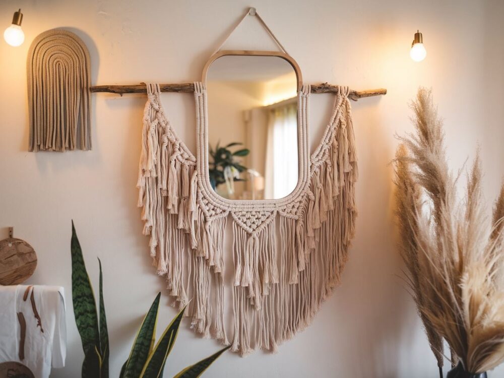 lustro prostokątne boho