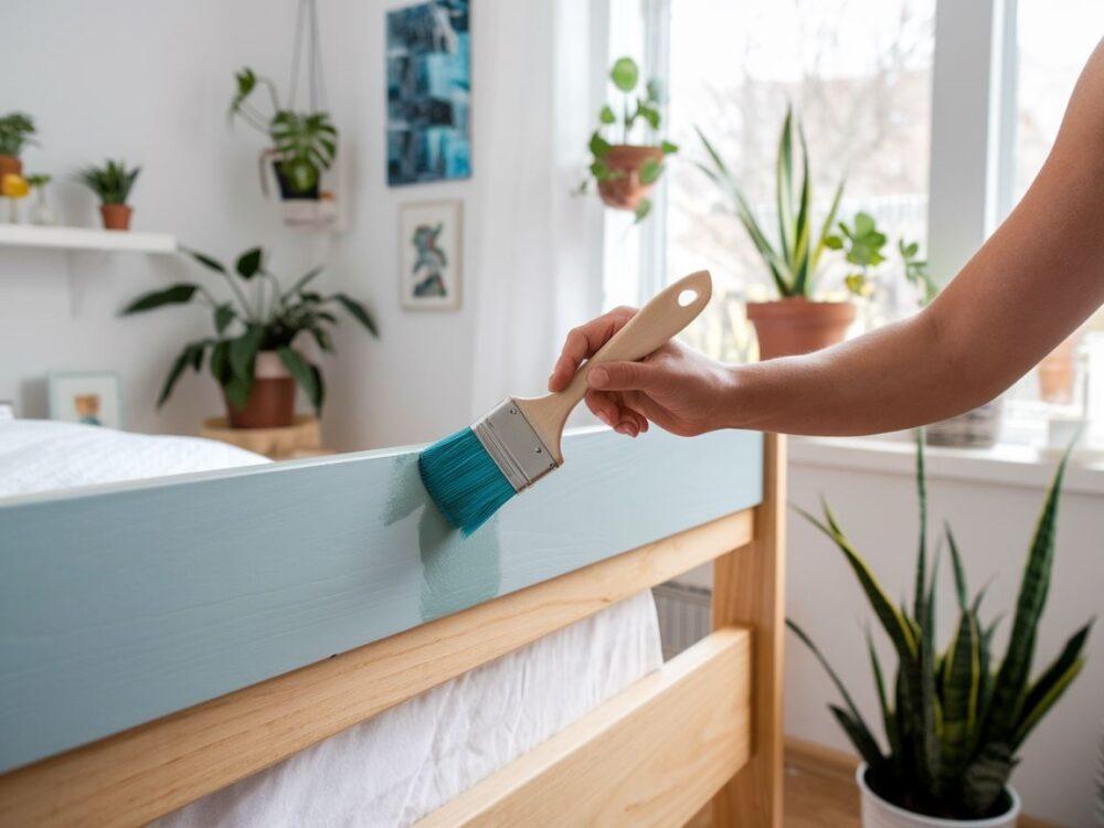 malowanie łóżka drewnianego