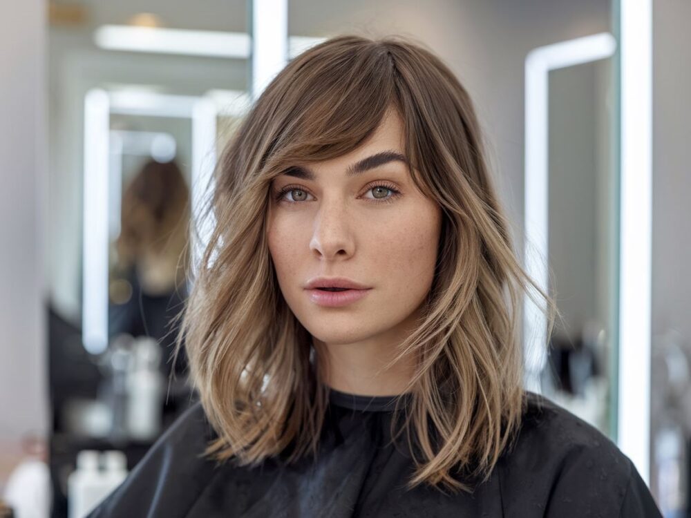 modna fryzura z grzywką