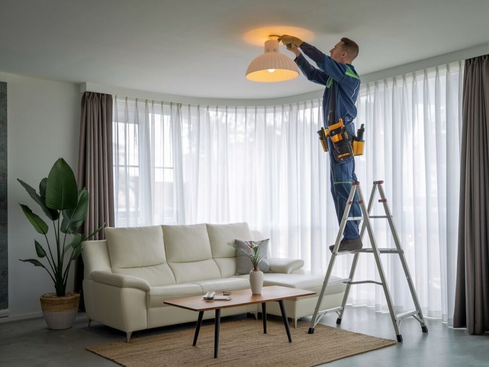 montaż lampy sufitowej