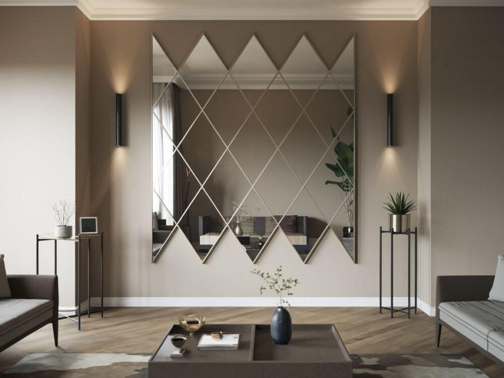 nowoczesna aranżacja z lustrami