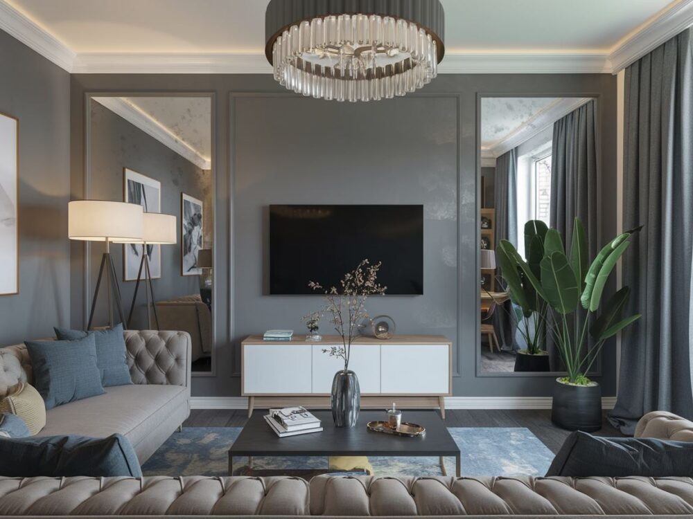 nowoczesne wnętrze z odbiciem