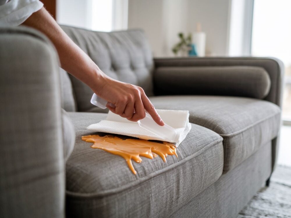 usuwanie wosku z kanapy