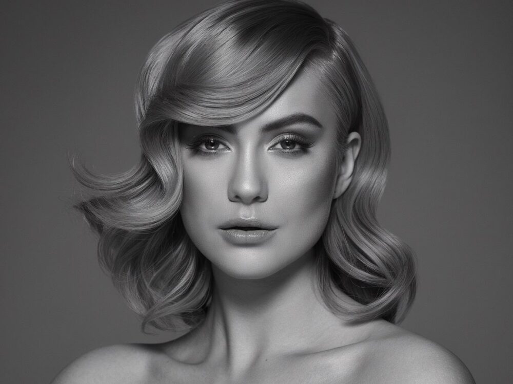 warstwowe włosy z grzywką na bok