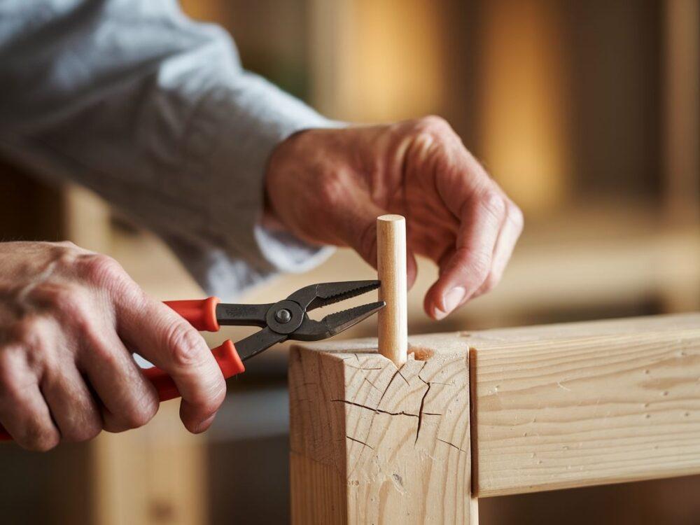 wyciąganie kołka drewnianego